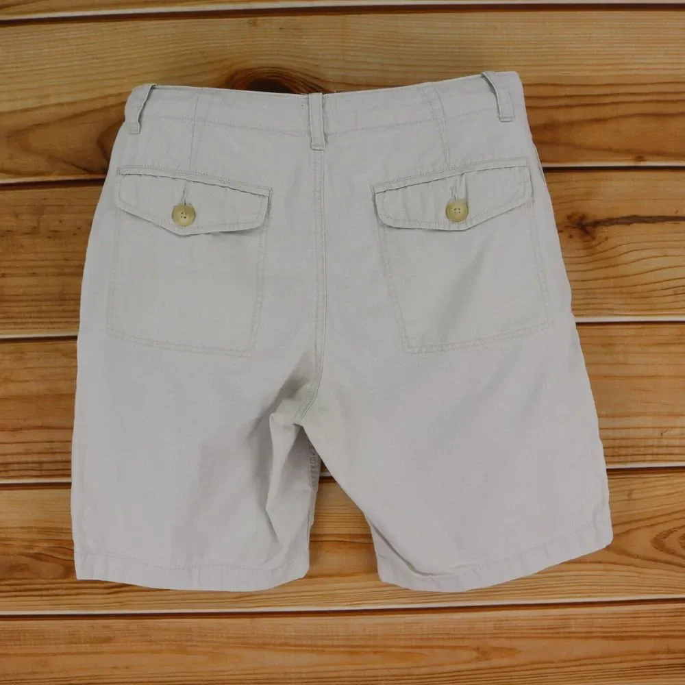 J. Crew Chino Shorts‎ Mens Size 32 Ivory 100% Cotton Pockets Drawstring Waist